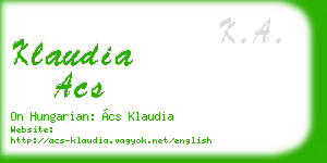 klaudia acs business card